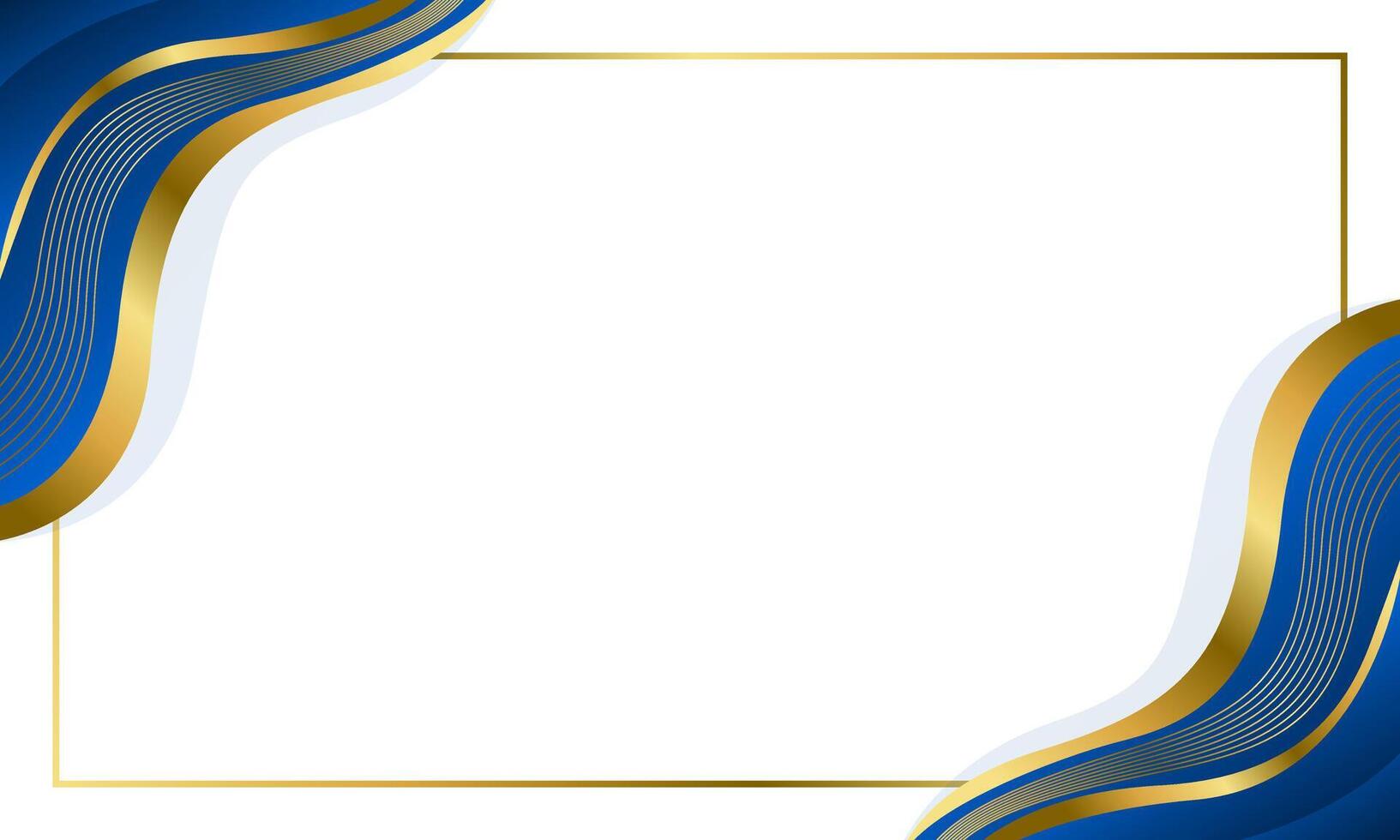 Elegant Blue and Gold Wave Background. Frame design vector