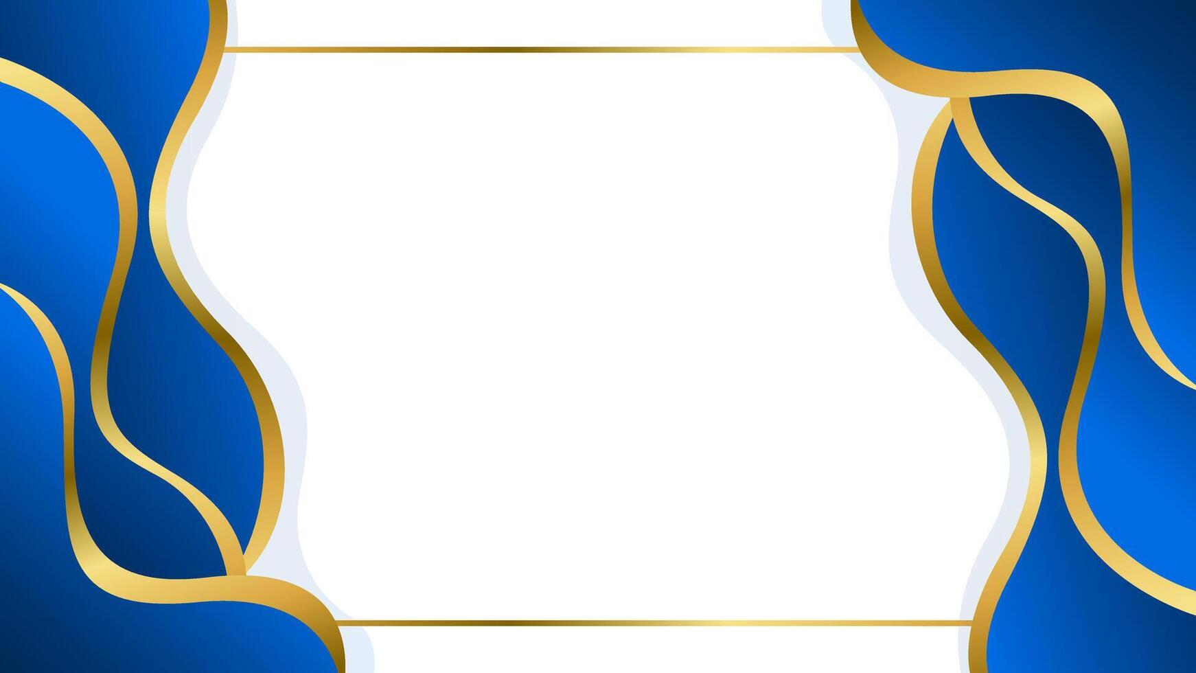 Abstract Blue and Gold Wave Background. Frame and border vector