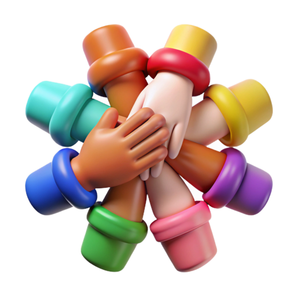 elegant modern Diverse Community Hands United Isolated with Soft Lighting professional png