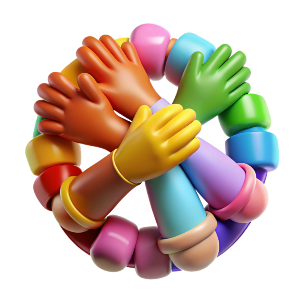 wonderful modern Diverse Community Hands United Isolated with Soft Lighting high resolution png