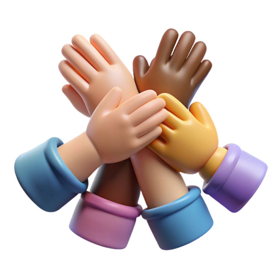 serene abstract Diverse Community Hands United Isolated with Soft Lighting detailed png