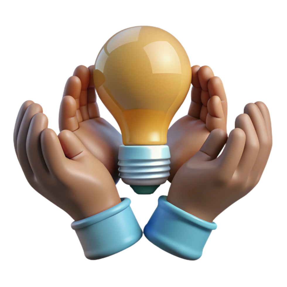 extraordinary vintage Diverse Hands Holding Lightbulb Idea Isolated premium png