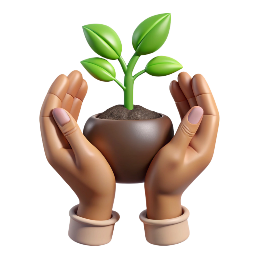 dramatic rustic Diverse Hands Holding Up Seedling Isolated exclusive png