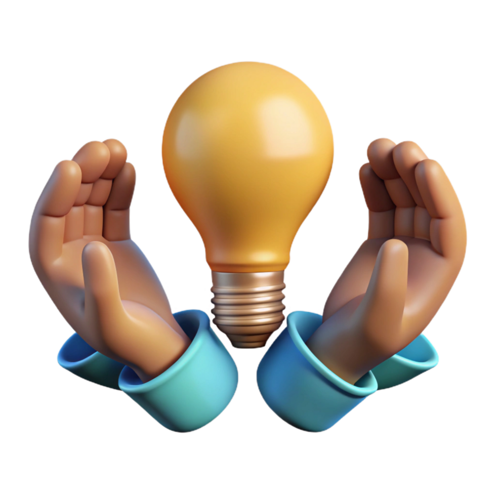 impressive abstract Diverse Hands Holding Lightbulb Idea Isolated exclusive png