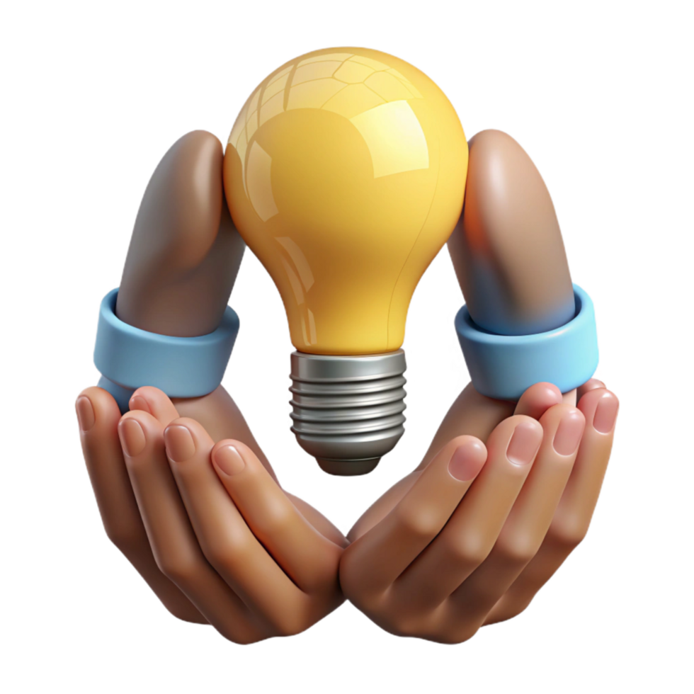 extraordinary contemporary Diverse Hands Holding Lightbulb Idea Isolated authentic png
