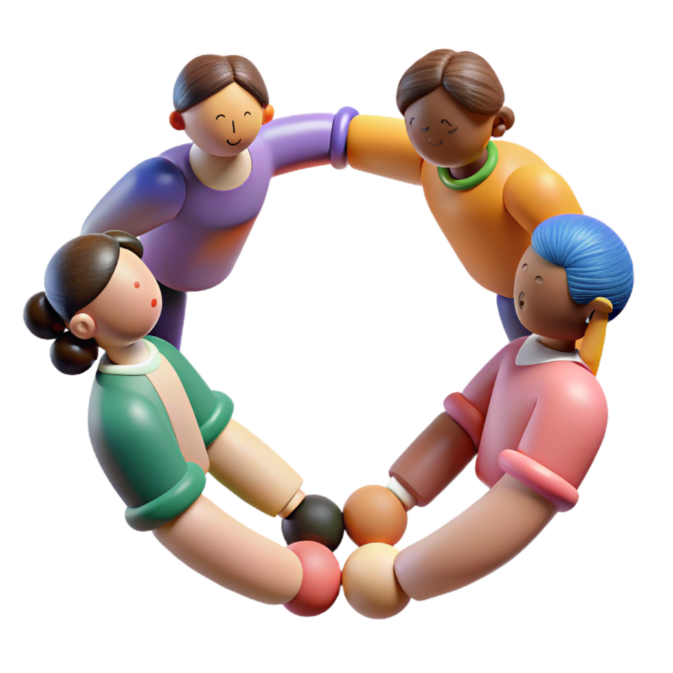 stunning traditional Diverse People Holding Hands Isolated with Soft Shadows detailed png