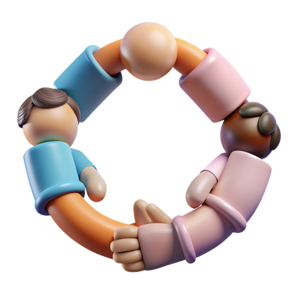 impressive artistic Diverse People Holding Hands Isolated with Soft Shadows genuine png