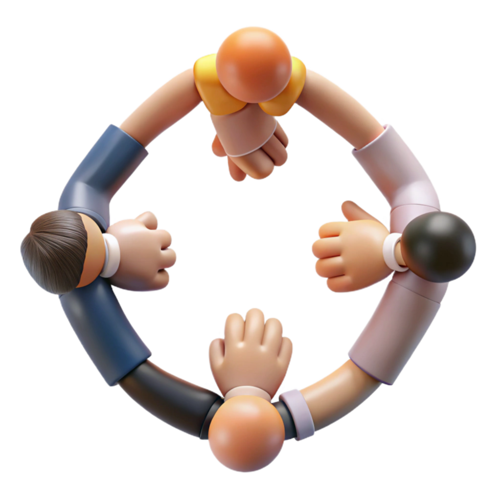 stunning rustic Diverse People Holding Hands Isolated with Soft Shadows detailed png