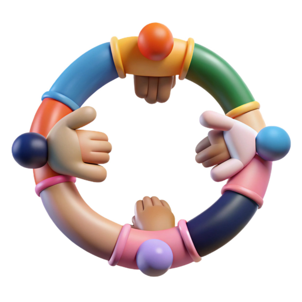 stunning rustic Diverse People Holding Hands Isolated with Soft Shadows genuine png