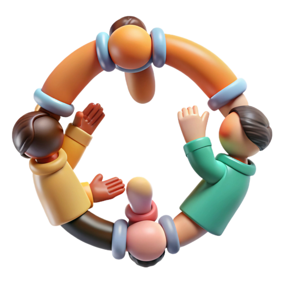 serene traditional Diverse People Holding Hands Isolated with Soft Shadows genuine png