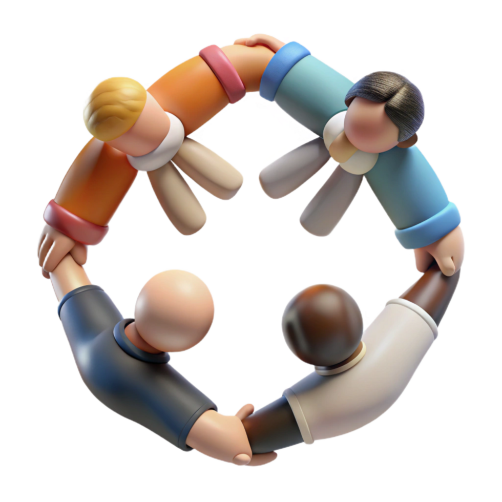 serene artistic Diverse People Holding Hands Isolated with Soft Shadows genuine png