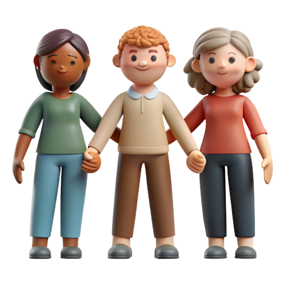 elegant traditional Diverse People Holding Hands Isolated with Soft Shadows high quality png