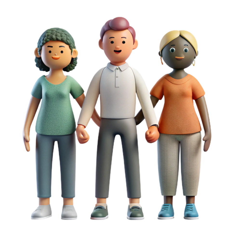 stunning modern Diverse People Holding Hands Isolated with Soft Shadows high quality png