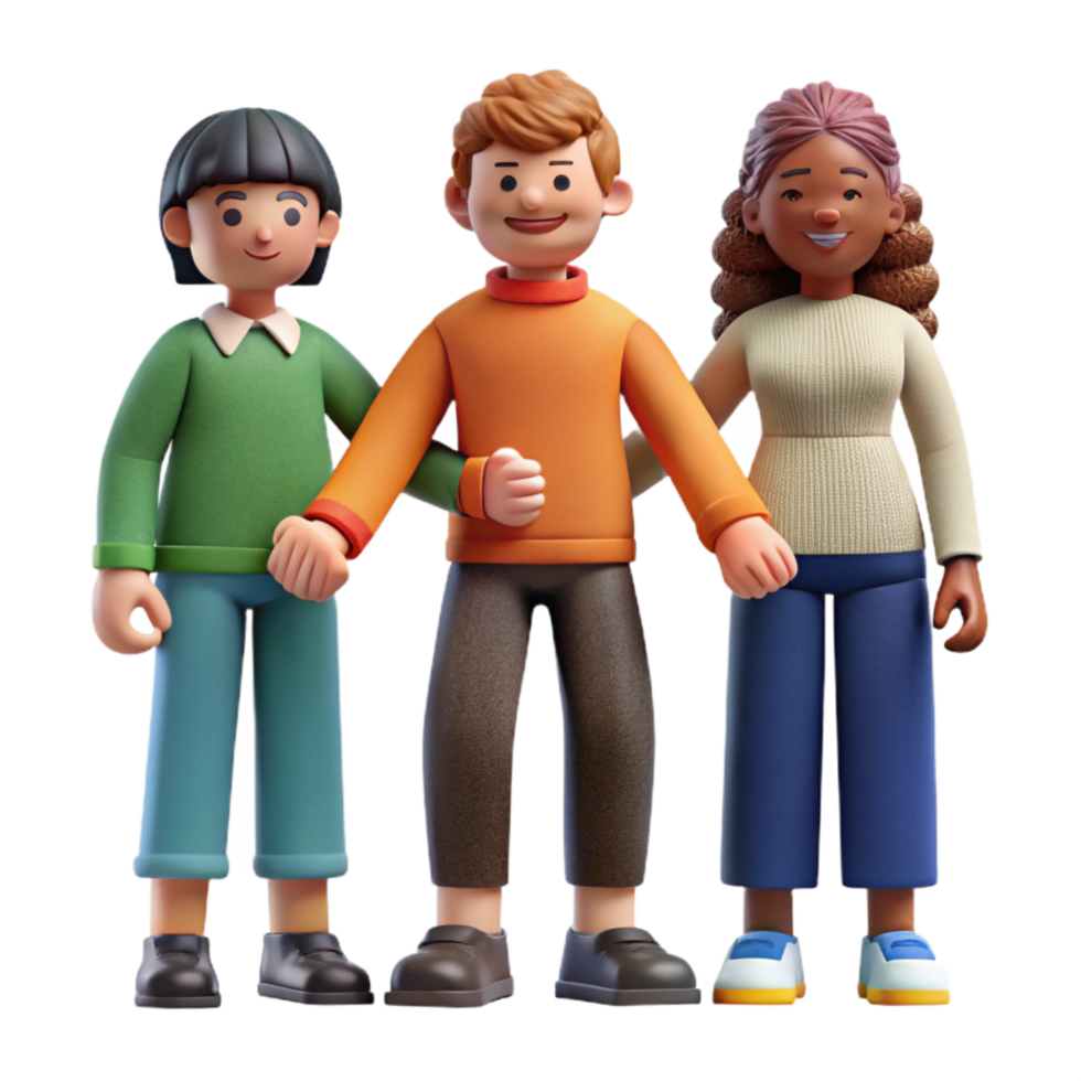serene rustic Diverse People Holding Hands Isolated with Soft Shadows high resolution png