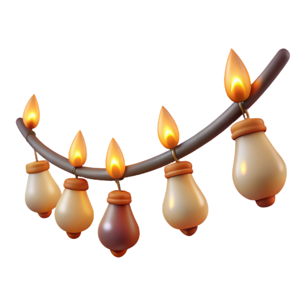 vibrant vintage Diwali String Lights Illuminating the Night Transparent Background premium png