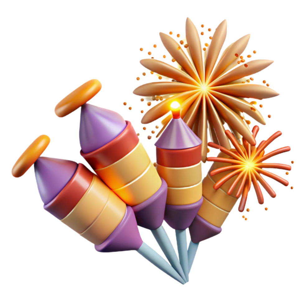 wonderful classic Diwali Fireworks Bursting in Night Sky Cutout exclusive png