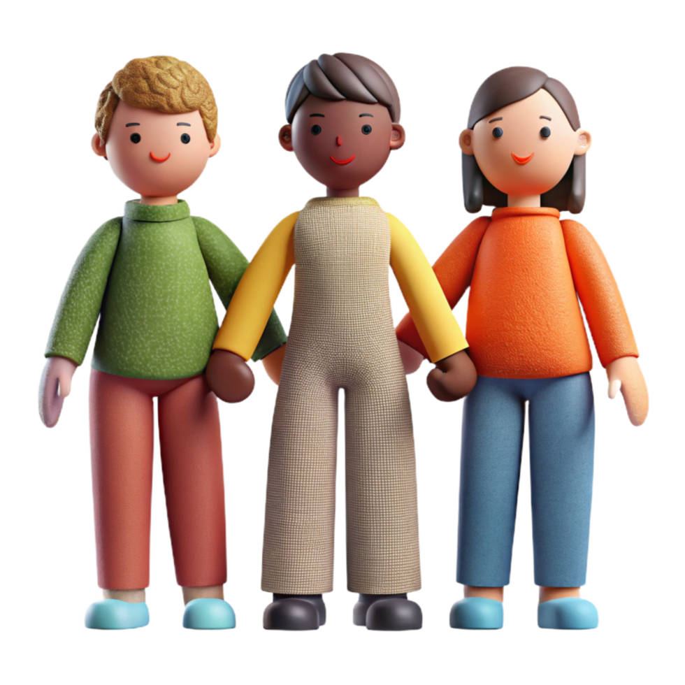 wonderful artistic Diverse People Holding Hands Isolated with Soft Shadows 4K png