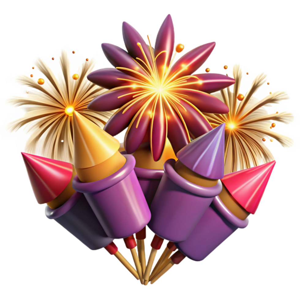 dramatic modern Diwali Fireworks Bursting in Night Sky Cutout exclusive png