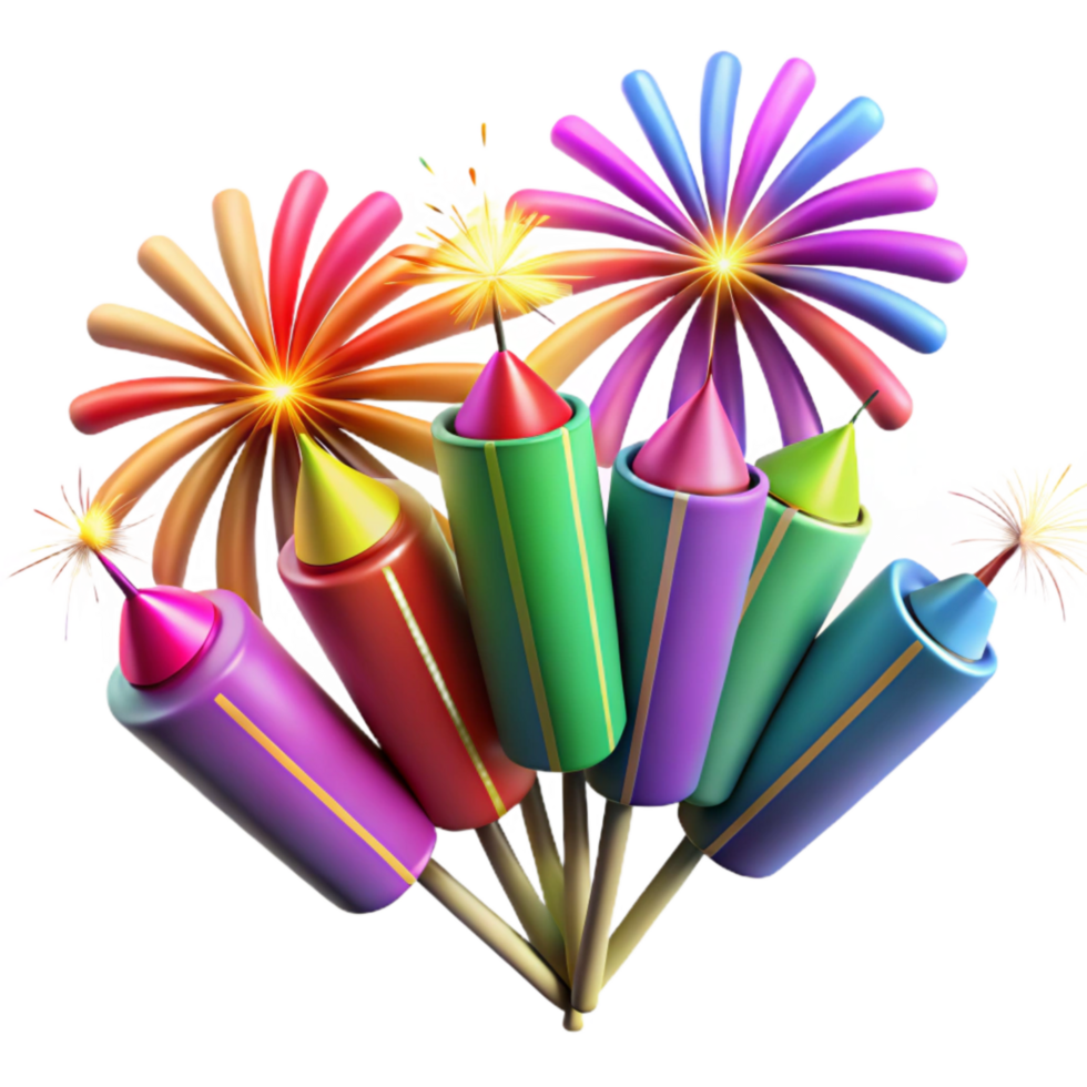 magnificent modern Diwali Fireworks Isolated with Colorful Bursts exclusive png