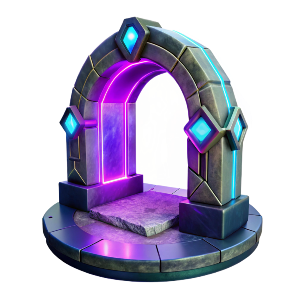stunning vintage D Metaverse Portal with Neon Glow Isolated detailed png