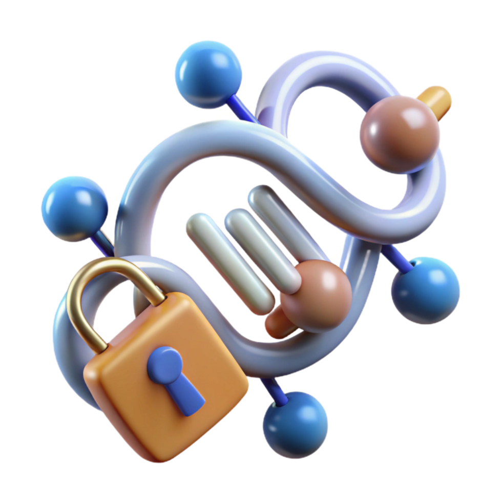 elegant minimalist Dna Fragment with Data Encoding Symbols Cutout Element high resolution png