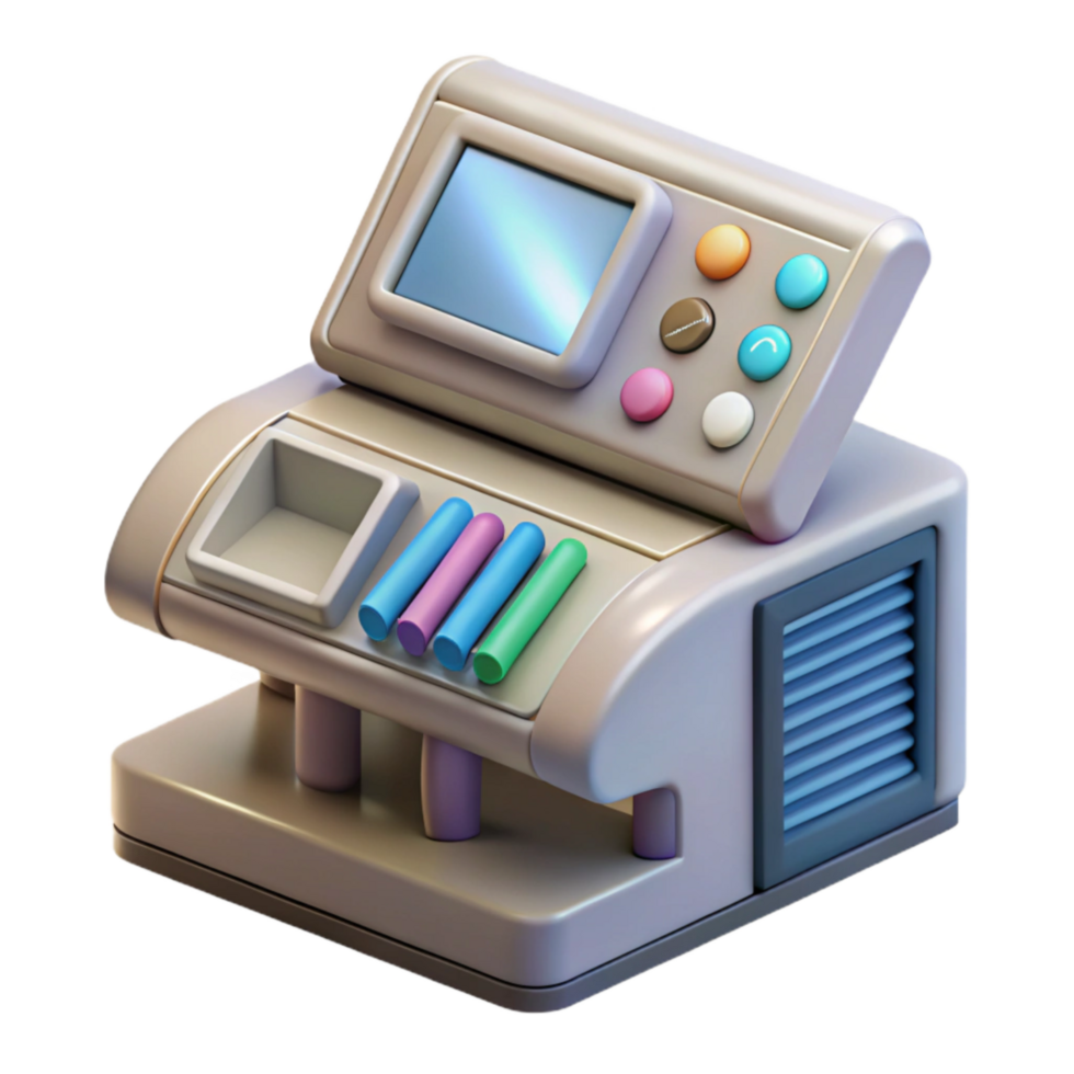 extraordinary artistic Dna Sequencing Machine with Digital Display Isolated 4K png