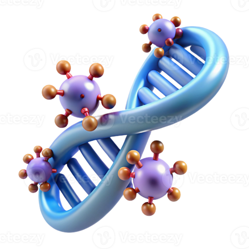 dramatic classic Dna Strand Helix with Nanobots Transparent Background original png