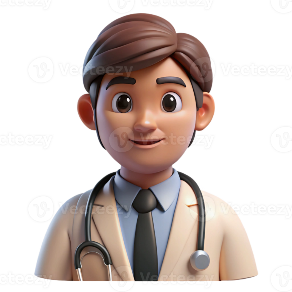 elegant artistic Doctor Avatar Icon Front View Transparent detailed png