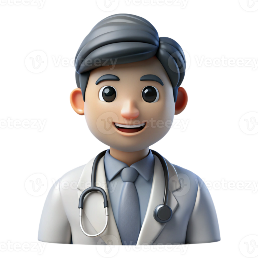 serene rustic Doctor Avatar Icon Front View Transparent premium png
