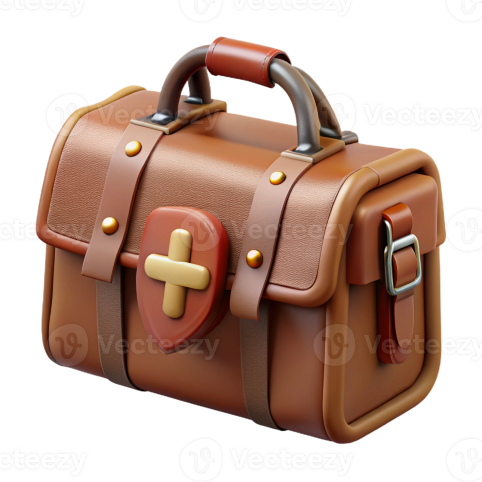 vibrant modern Doctor Bag Brown Leather Transparent Background authentic png
