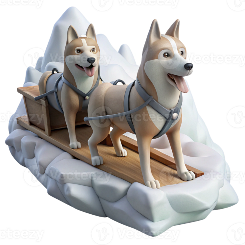 beautiful creative Dog Sledding Through Snow Action Shot Cutout professional png