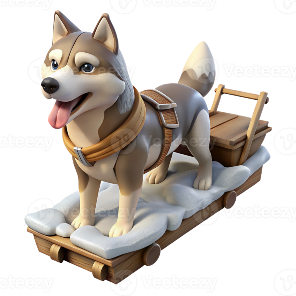 impressive minimalist Dog Sledding Through Snow Action Shot Cutout detailed png