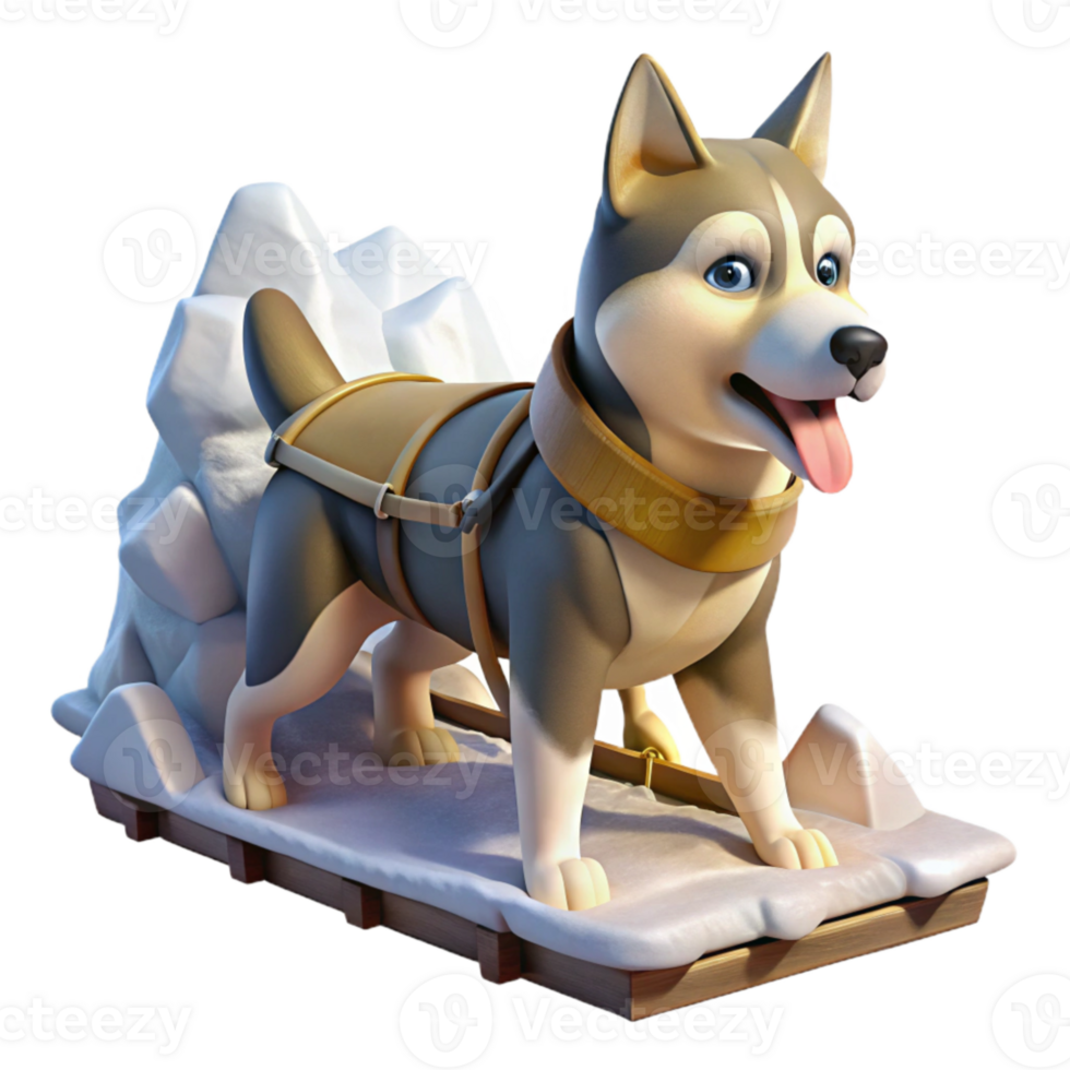 vibrant minimalist Dog Sledding Through Snow Action Shot Cutout original png