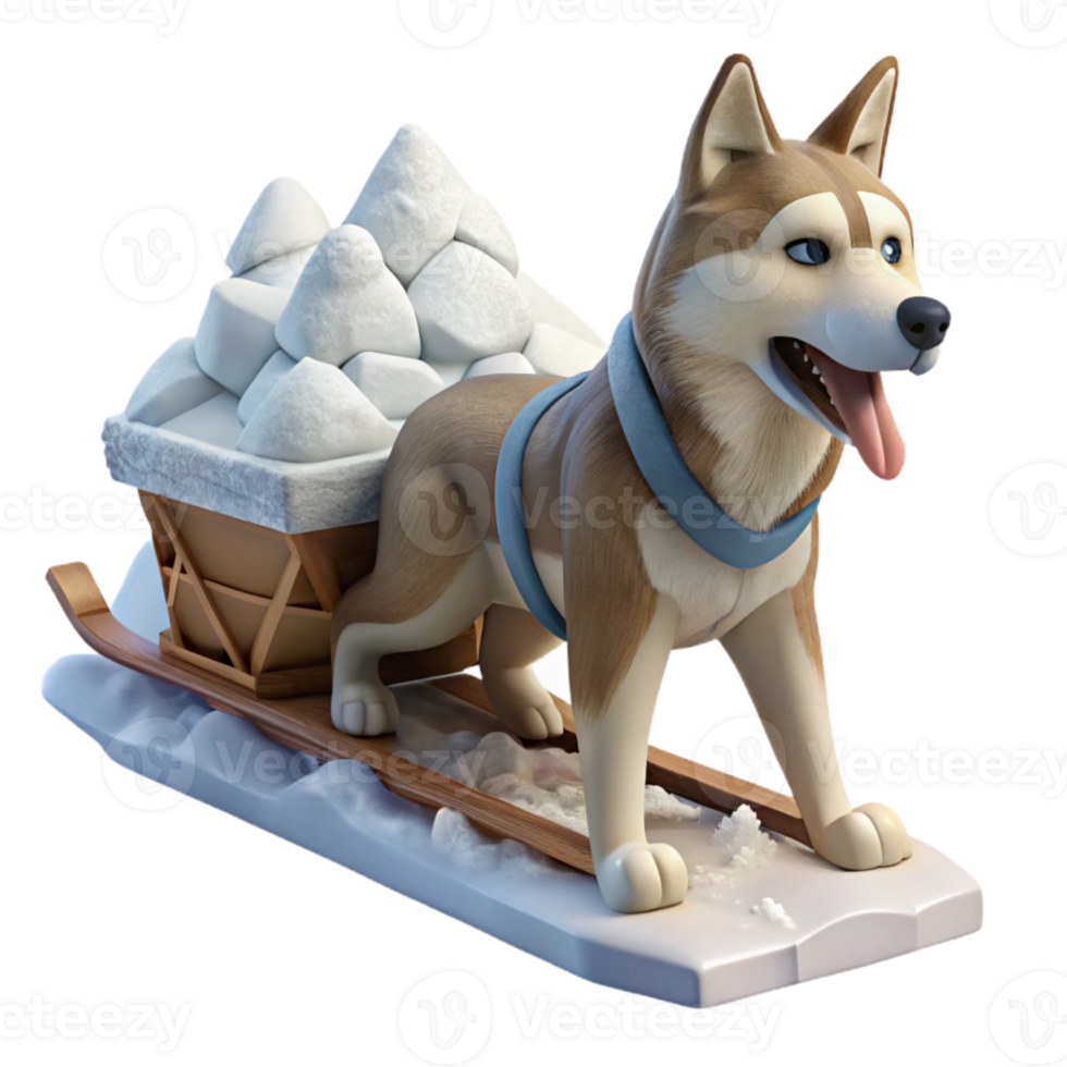 serene vintage Dog Sledding Through Snow Action Shot Cutout original png