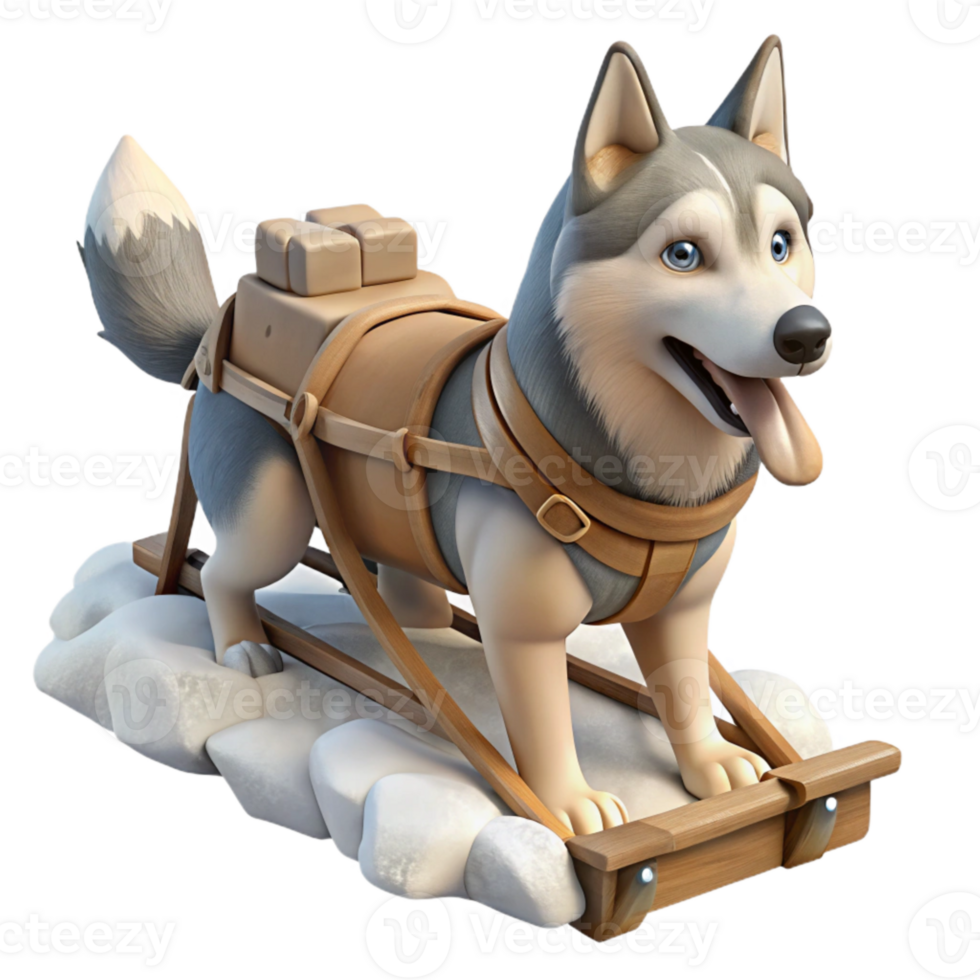 serene classic Dog Sledding Through Snow Action Shot Cutout original png