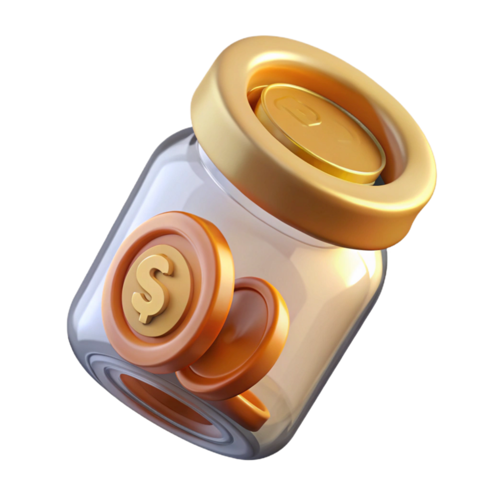 magnificent contemporary Donation Coin Falling Into Jar Transparent Background with Glass Texture professional png