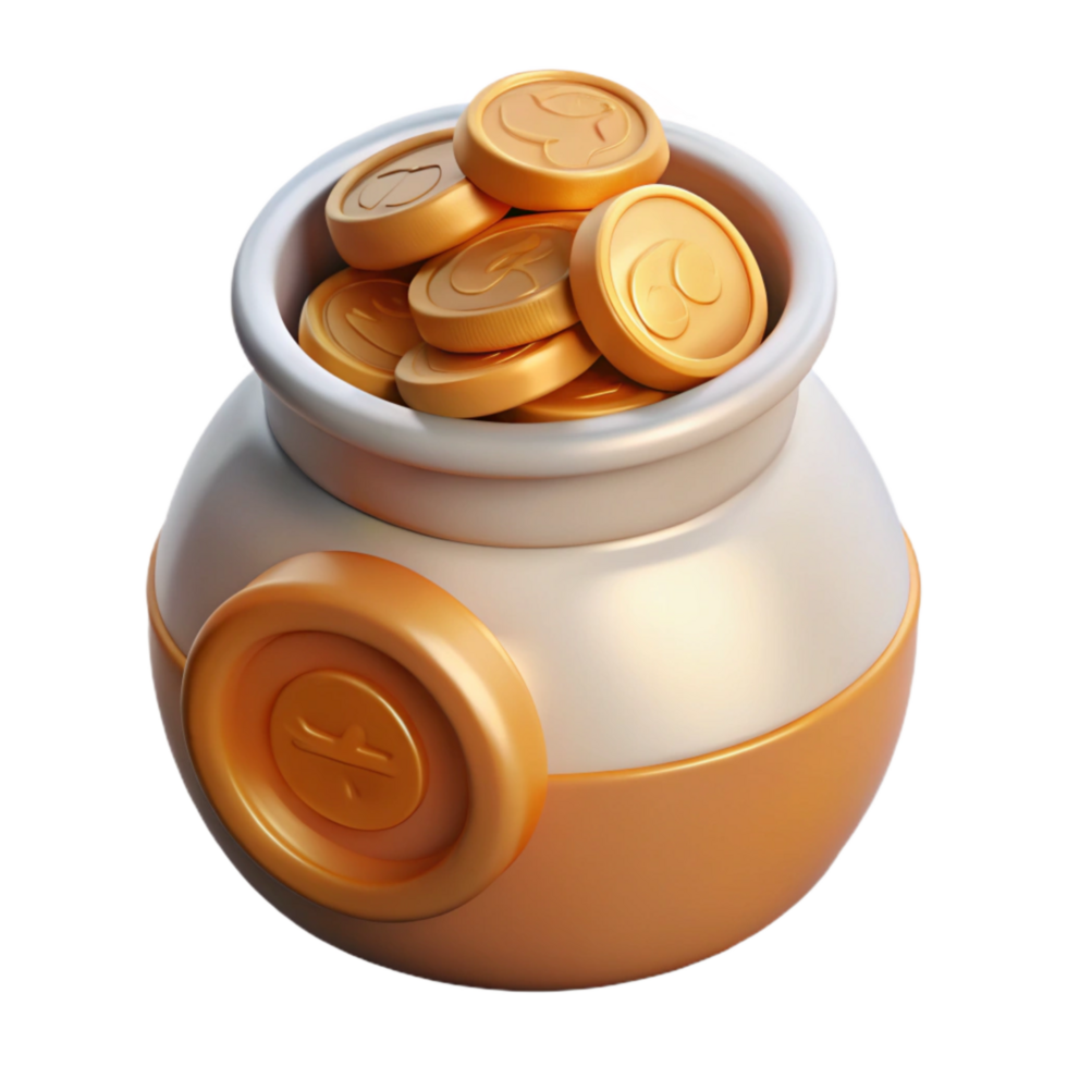 vibrant minimalist Donation Jar Half Full with Coins Isolated exclusive png