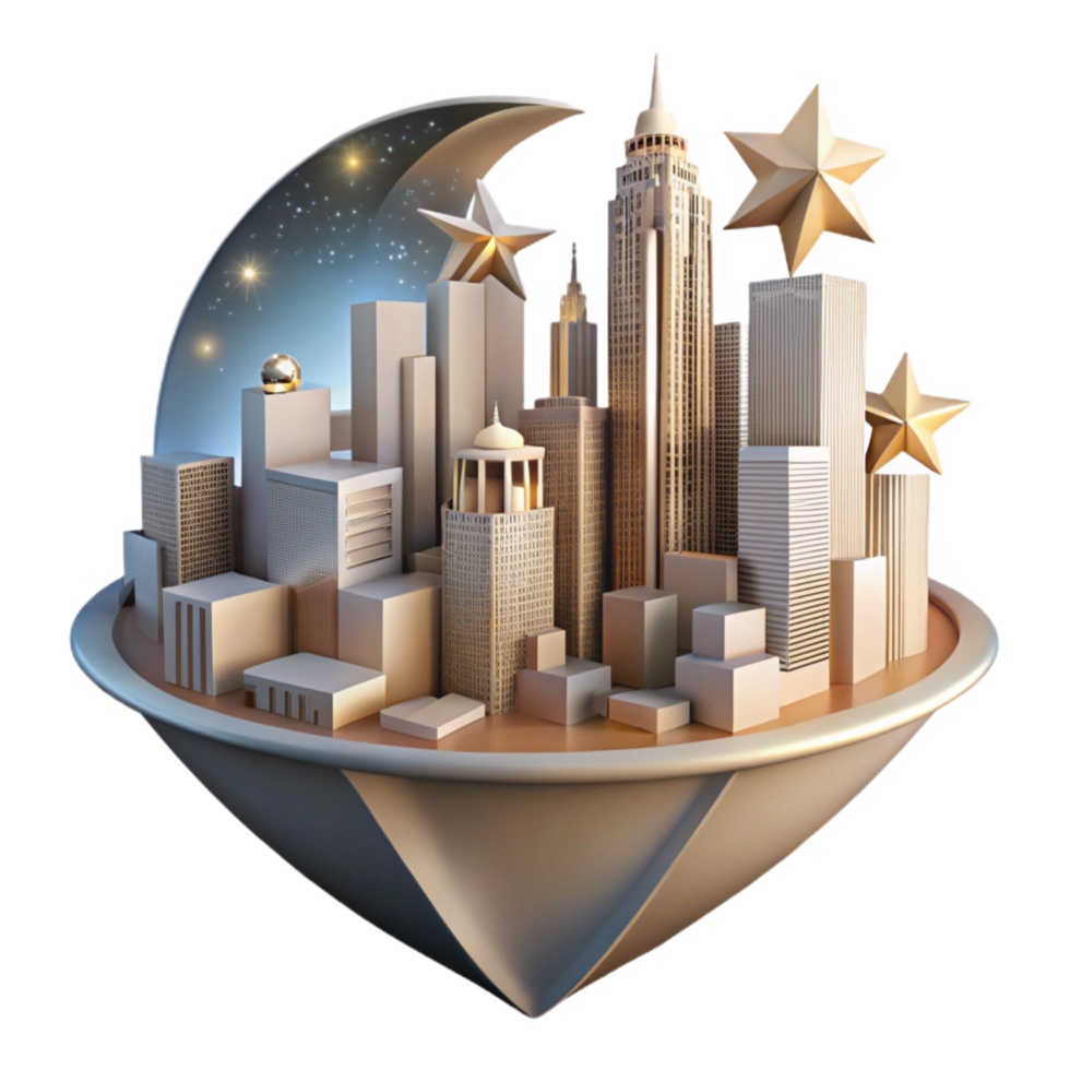 magnificent abstract Double Exposure Cityscape and Stars Cutout high quality png