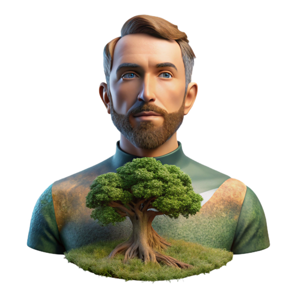 impressive creative Double Exposure Portrait Man and Tree Cutout exclusive png