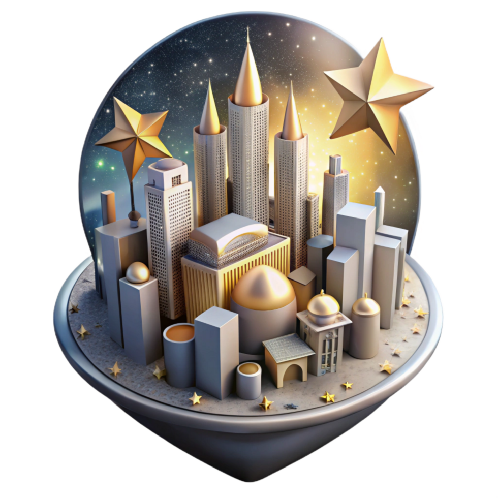 elegant abstract Double Exposure Cityscape and Stars Cutout genuine png