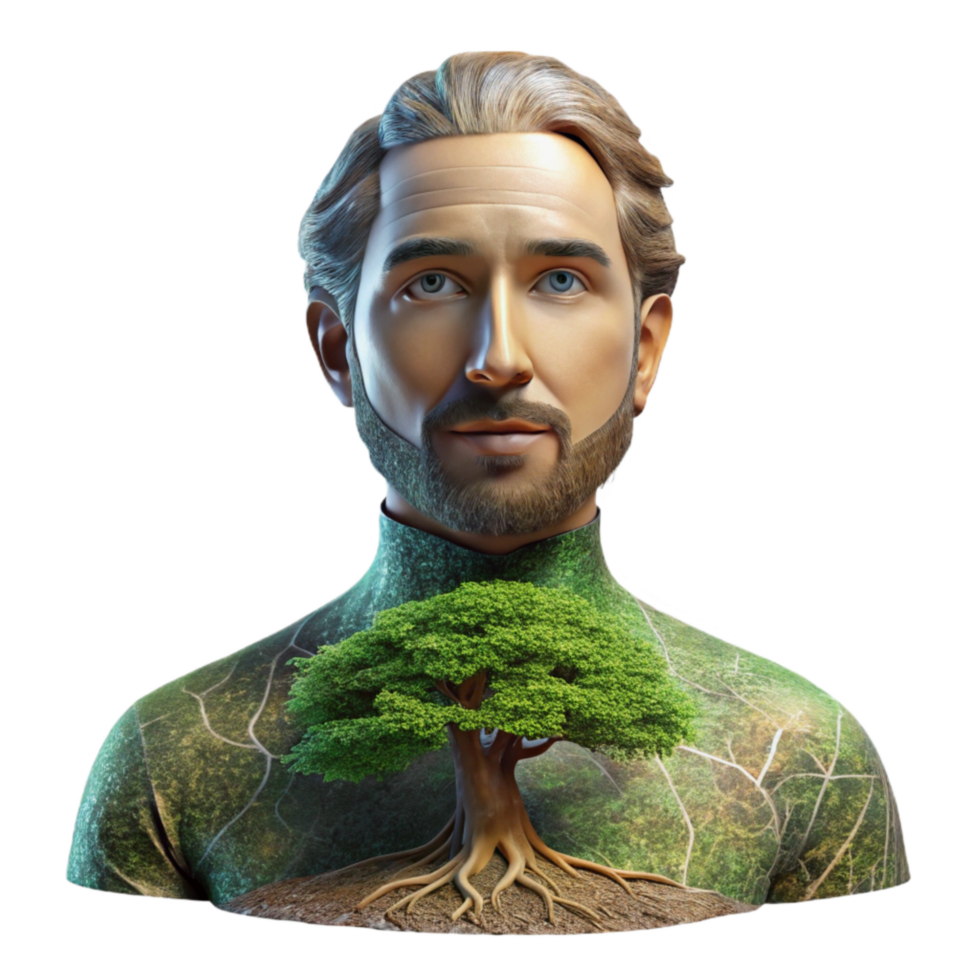 beautiful artistic Double Exposure Portrait Man and Tree Cutout exclusive png