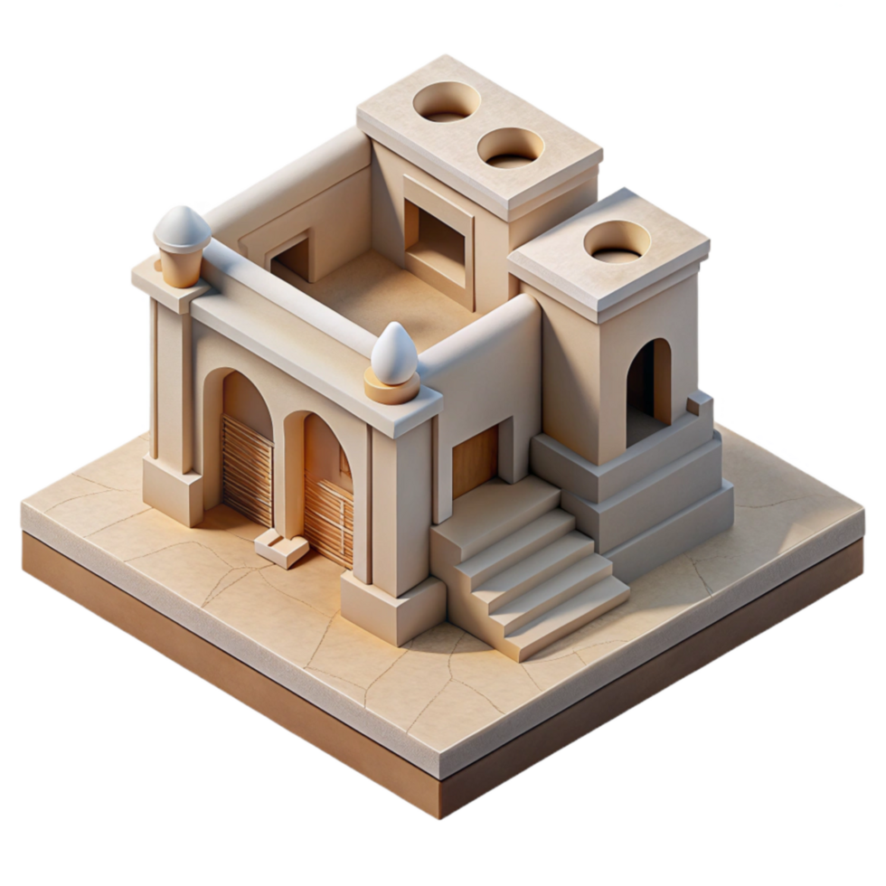 serene abstract D Printed Architectural Model Isometric View Isolated exclusive png