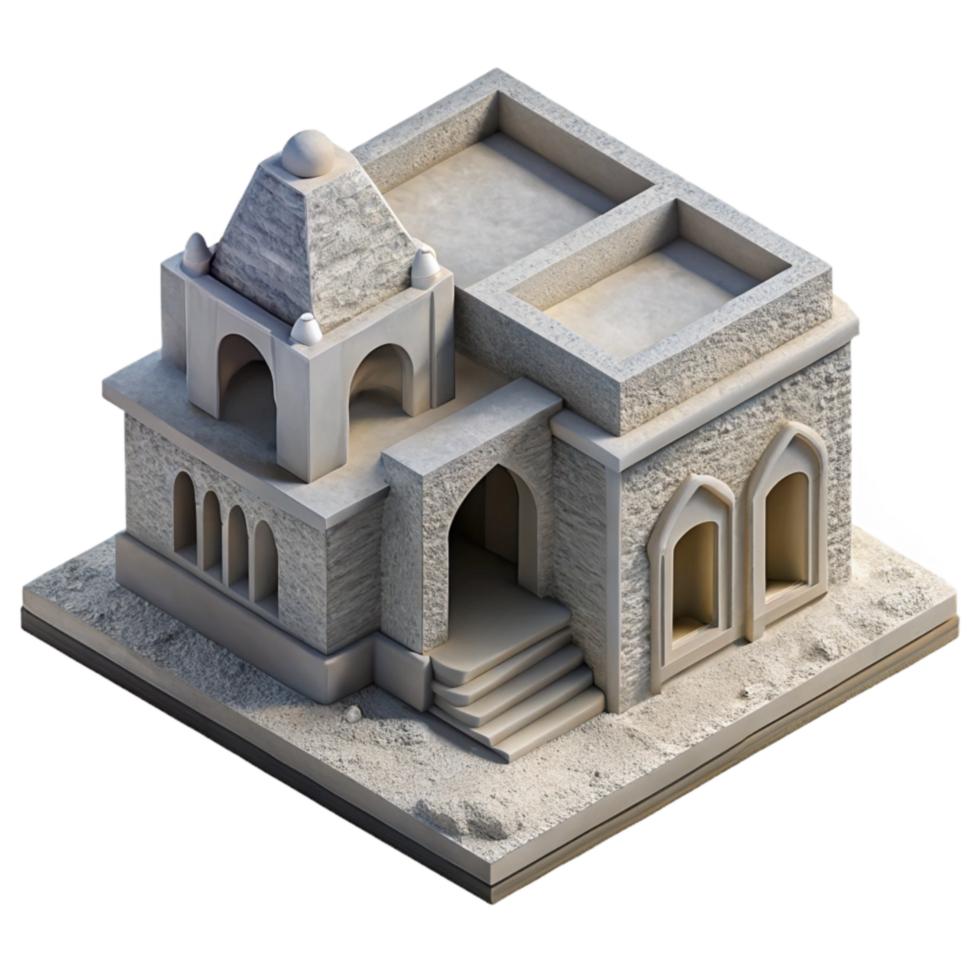 serene rustic D Printed Architectural Model Isometric View Isolated exclusive png