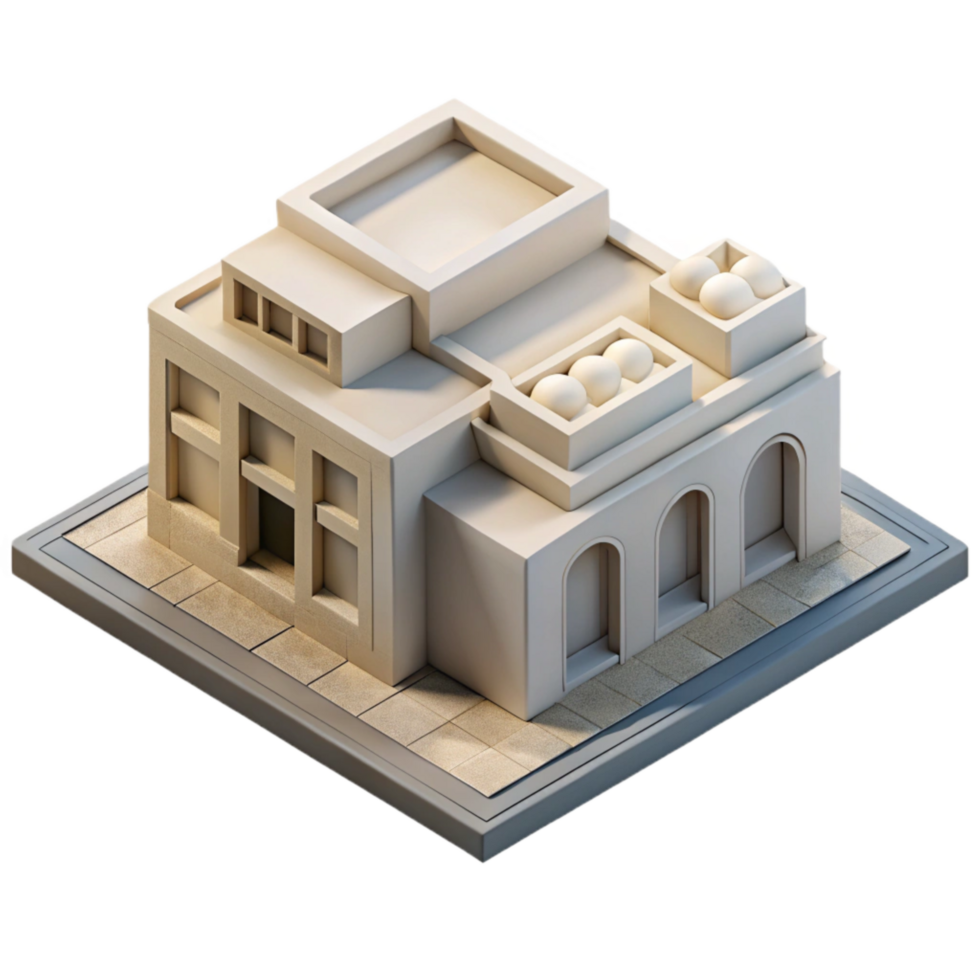 beautiful abstract D Printed Architectural Model Isometric View Isolated high resolution png