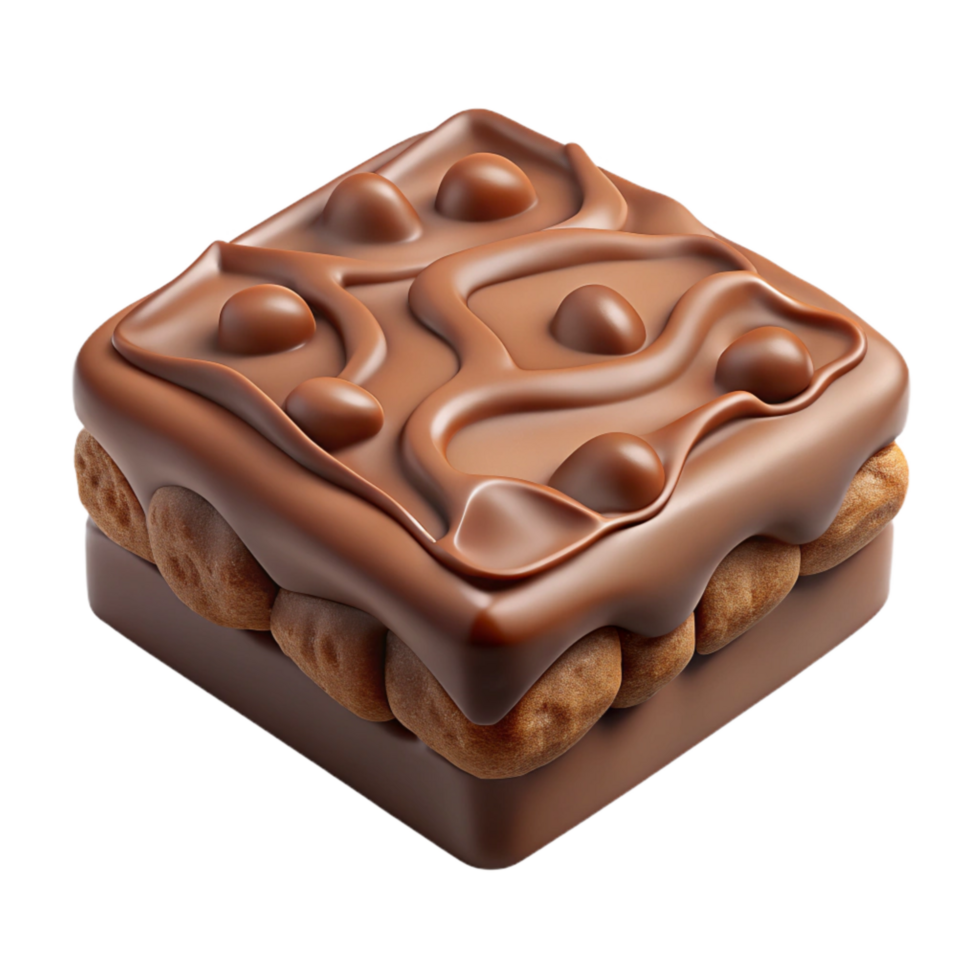 impressive rustic D Printed Brownie From Air Transparent Background detailed png