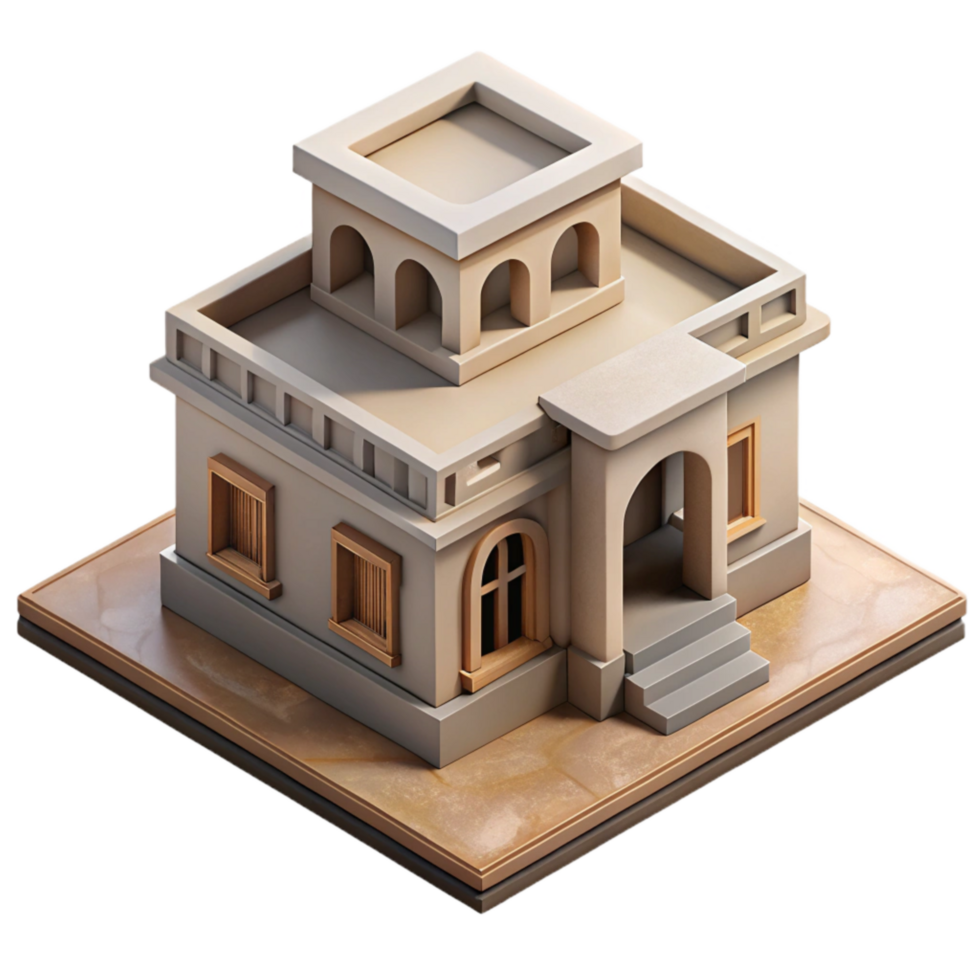 serene rustic D Printed Building Model Isometric View Cutout premium png