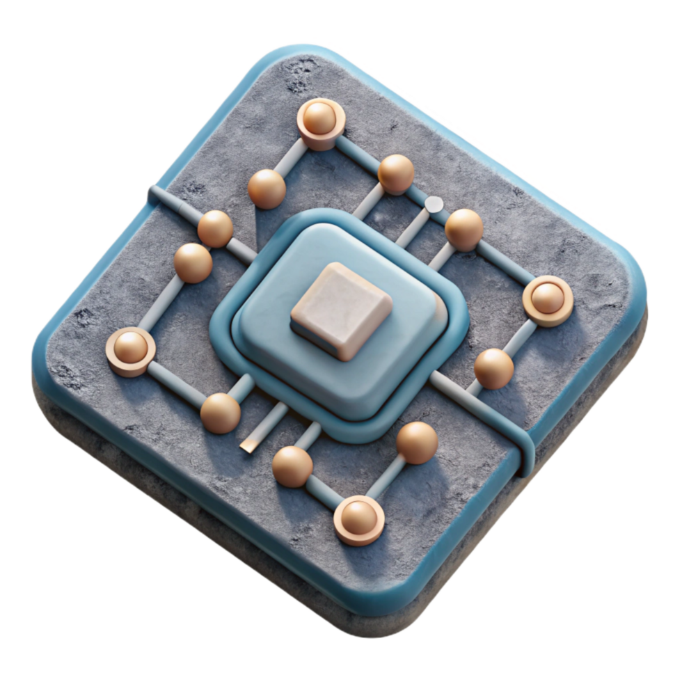 vibrant creative D Printed Circuit Board Top View Transparent Background 4K png