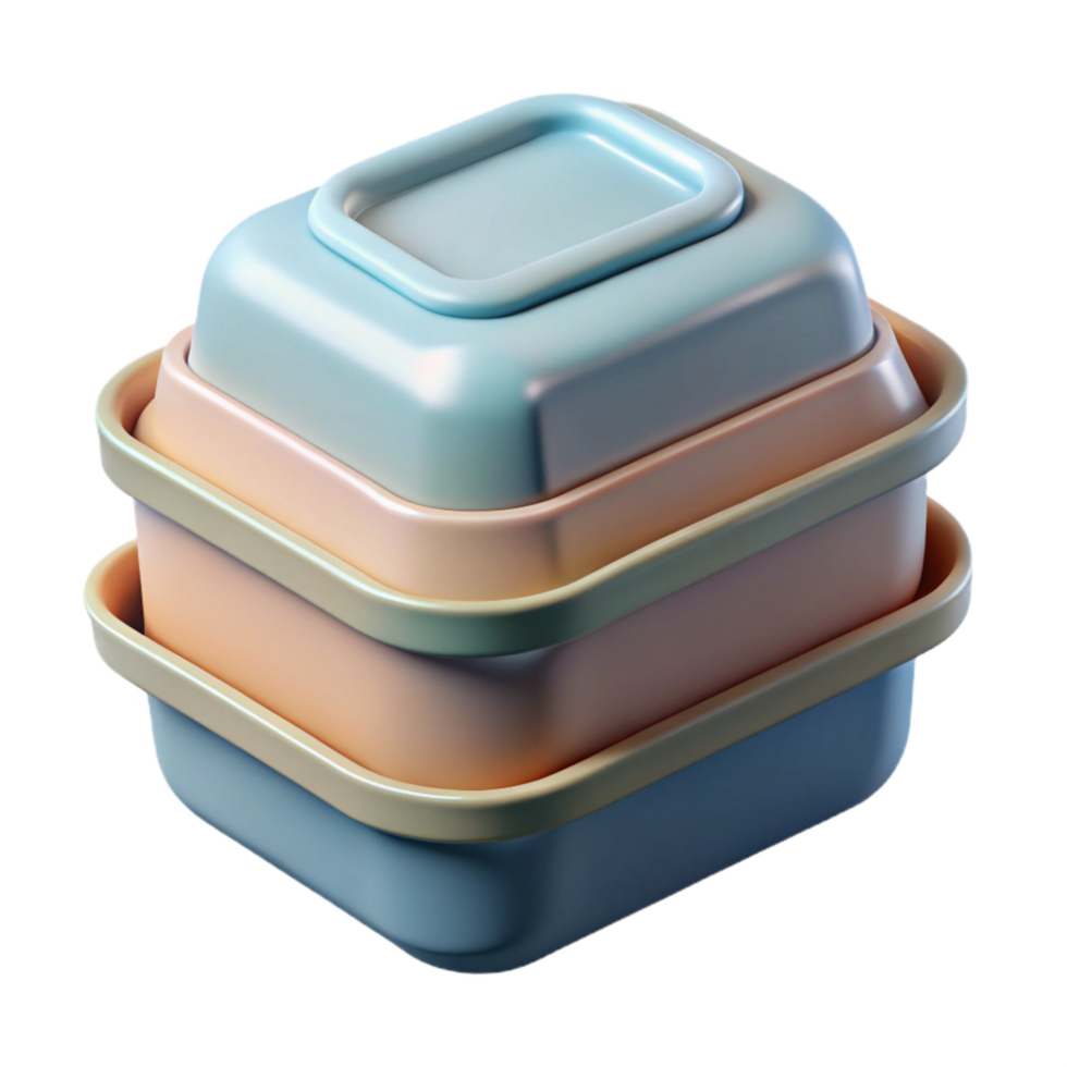 beautiful minimalist D Printed Food Container Cutout Stacked View original png