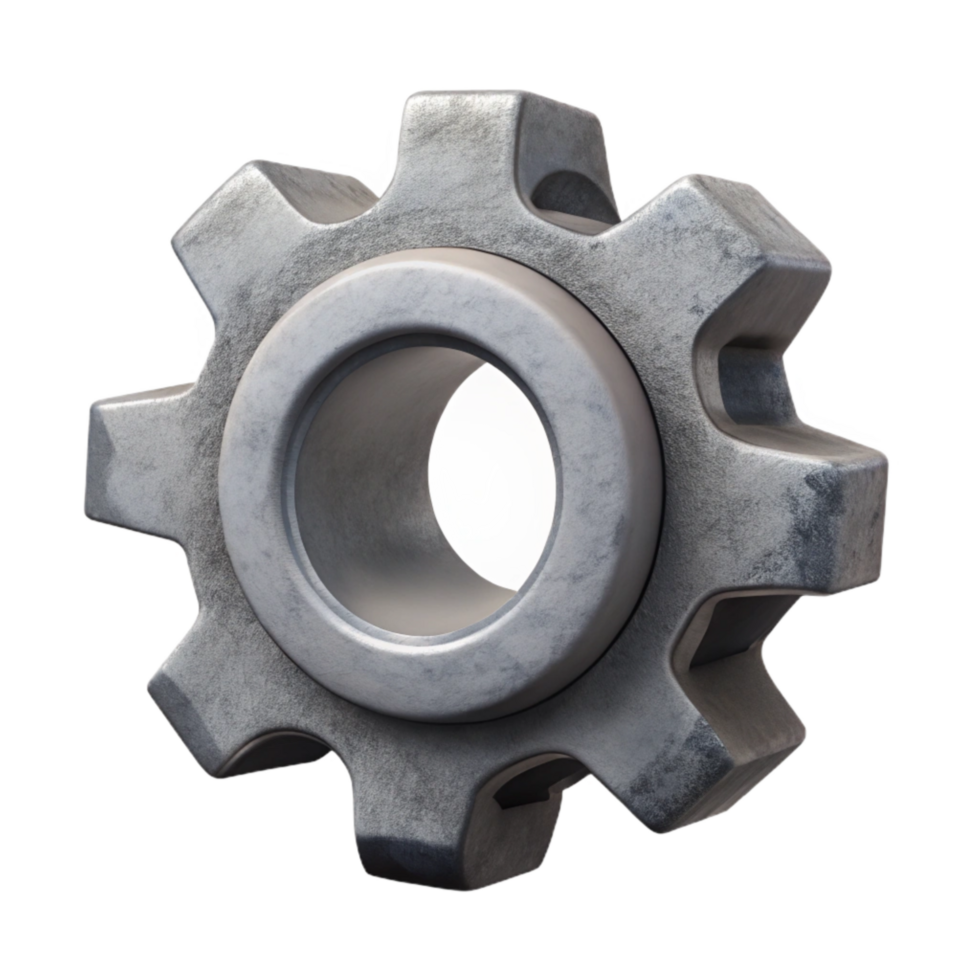dramatic minimalist D Printed Gear Cogwheel Side View Isolated original png