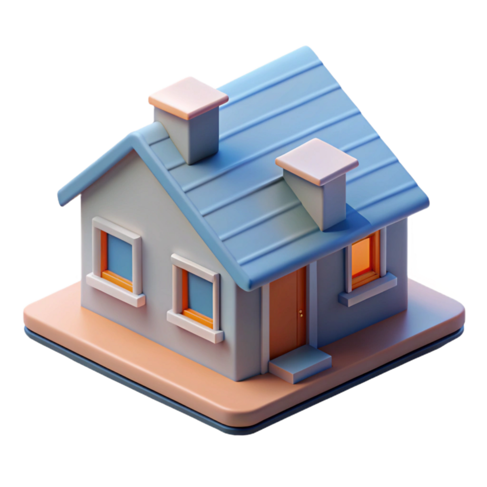 magnificent minimalist D Printed House Model Isometric View Cutout high quality png